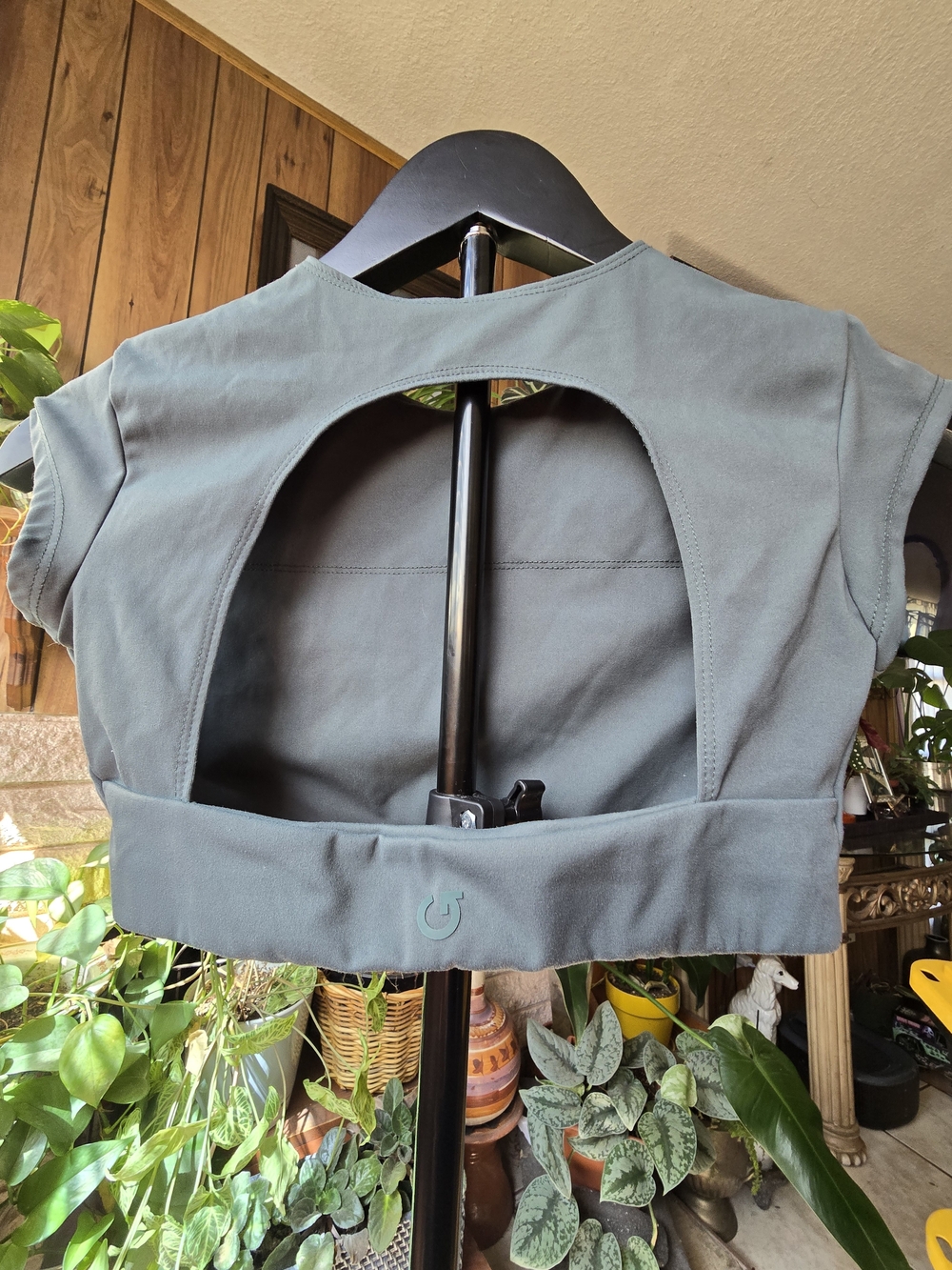 Garage Teal Open-Back Cropped Tee